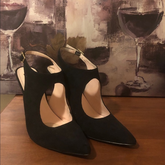 Faux Suede Black Heels - Worn Once - Picture 1 of 4